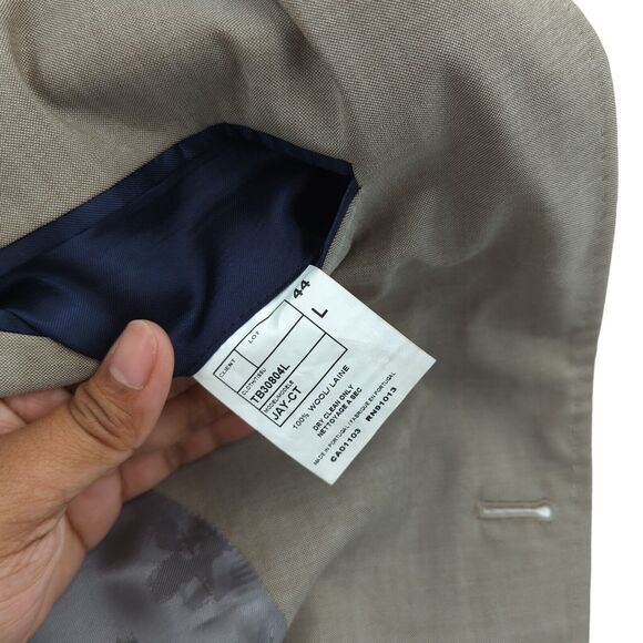 Ted Baker Men 44 L Long Jay CT Suit Brown Trim Fit Wool Flat Front Trousers FLAW - Picture 6 of 13